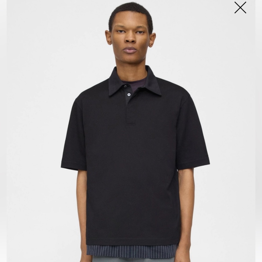 Theory Mens Size Medium Black Shortsleeve Polo Shirt